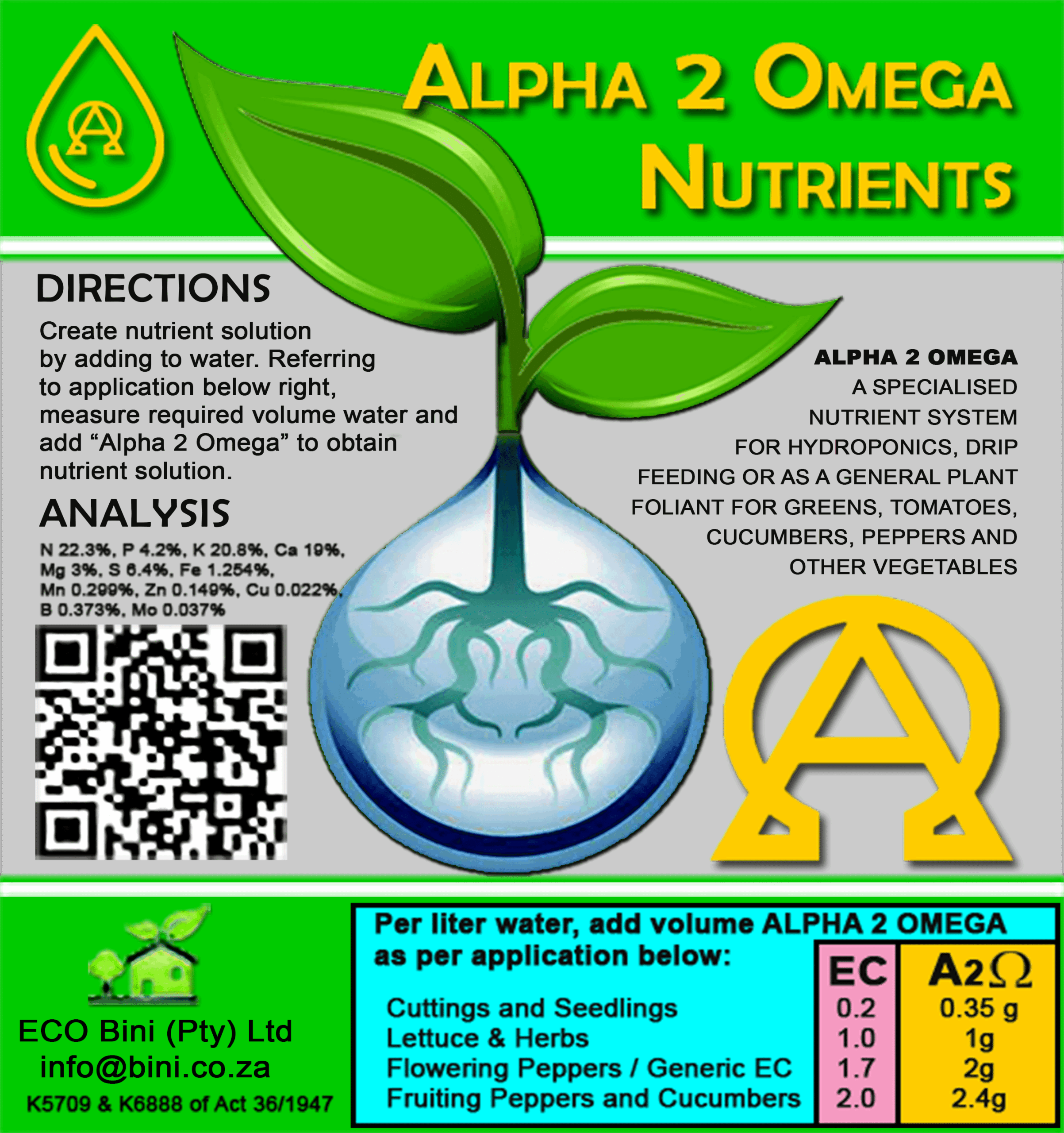 Alpha and Omega binary full spectrum hydroponic mix