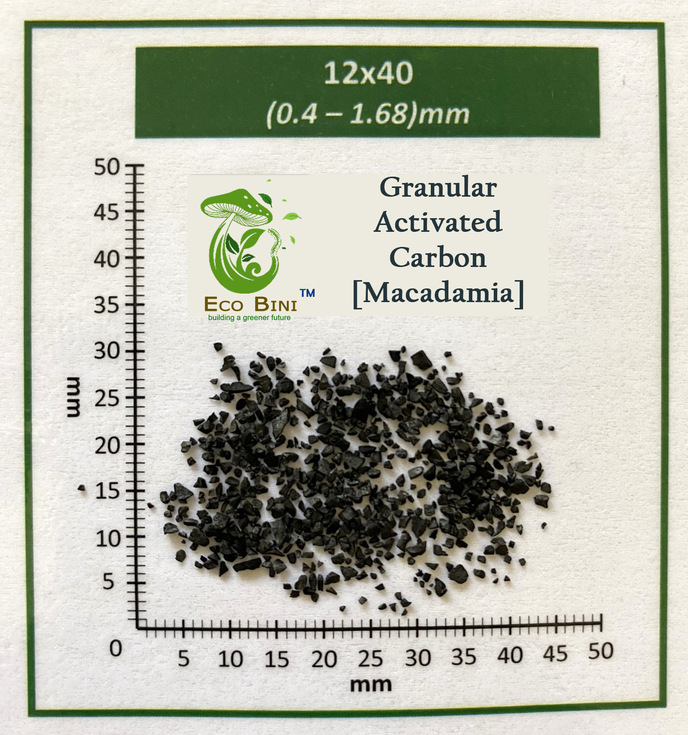 Macadamia Granular Activated Carbon, 12x40 mesh
