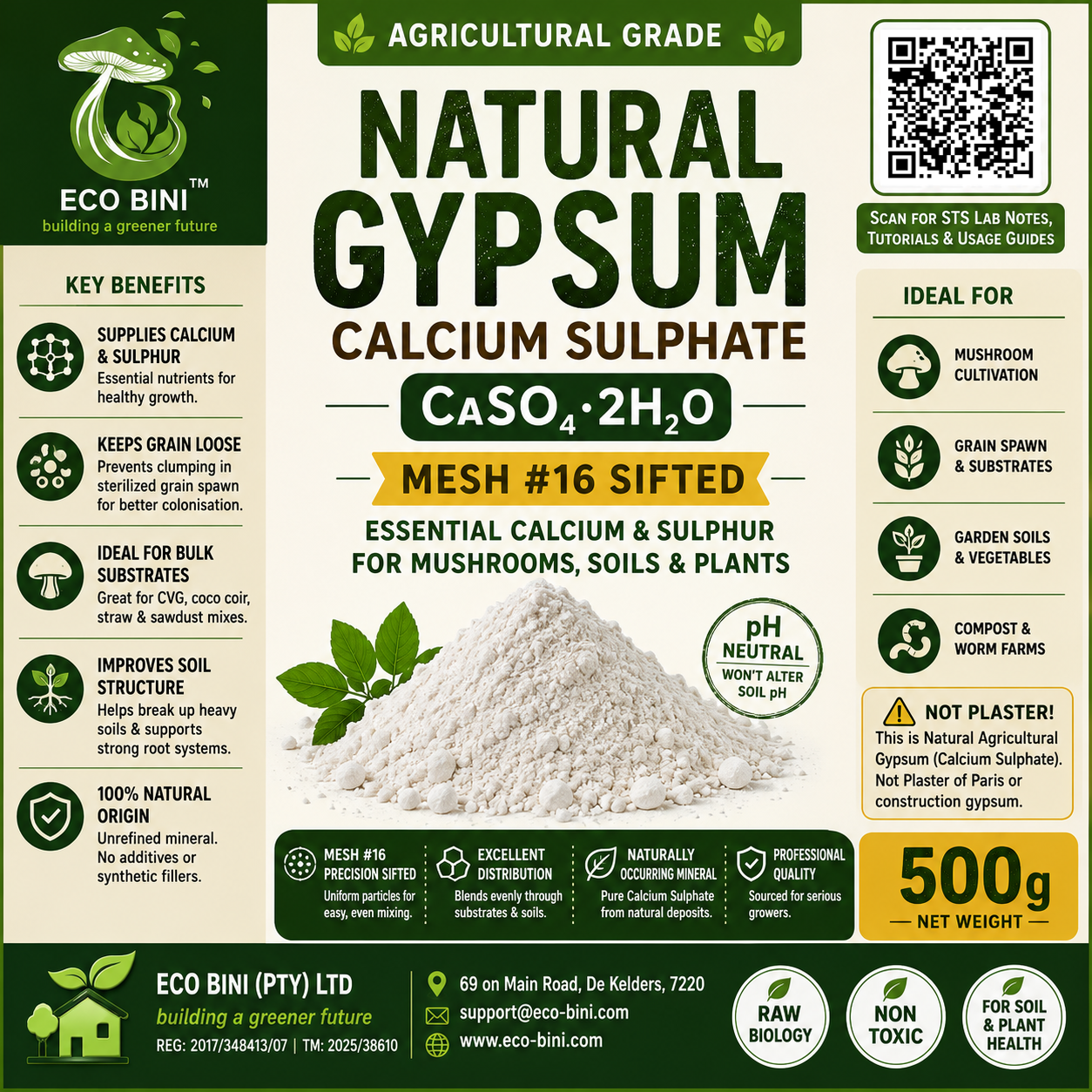 Agricultural Gypsum label