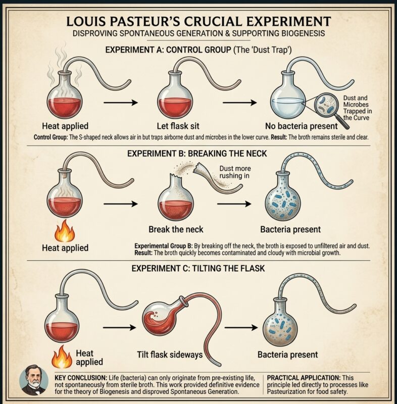 Louis Pasteurs "Germ Theory of Disease" Swan neck flasks