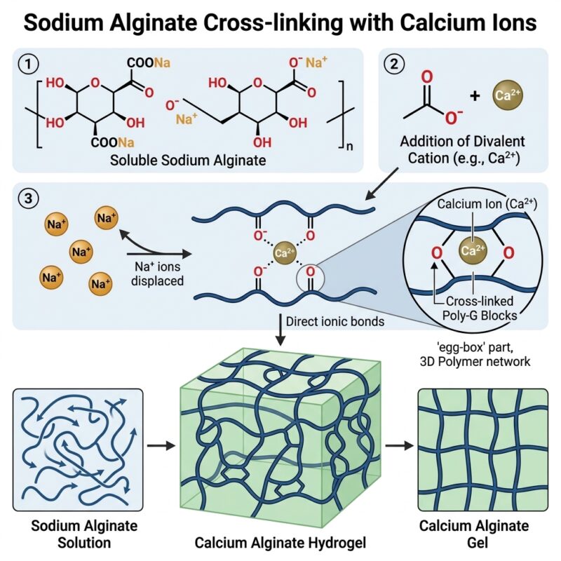 Sodium alginate cross-linking
